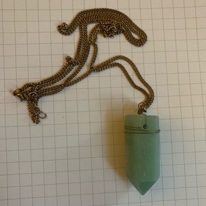 Jade stone long chain necklace